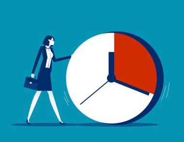 İş adamı çok fazla zaman harcıyor. Zaman yönetimi vektör kavramı