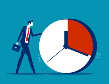 İş adamı çok fazla zaman harcıyor. Zaman yönetimi vektör kavramı