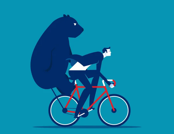 Jazda Rowerze Niedźwiedziem Koncepcja Rynku Niedźwiedzi — Wektor stockowy