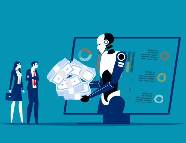 Yapay zeka ve müşteri ve müşterilerle yapılan finansal destek algoritmaları kullanıyor. Robot yatırım kavramı