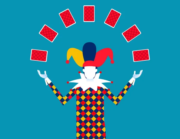 赌博和依赖运气 小丑卡游戏角色 — 图库矢量图片