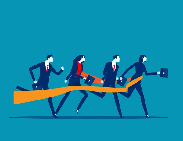 Zakenmensen Lopen Race Finish Lint Business Leadership Concept Vector Illustratie — Stockvector