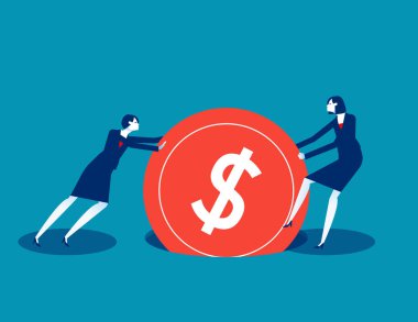 İki iş adamı deliğe sıkışmış bozuk parayı çıkarmak için çok çalışıyor. Ticari mali konsept