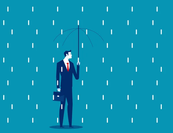 Een Man Met Een Kapotte Paraplu Bedrijfsvector Illustratie Concept — Stockvector