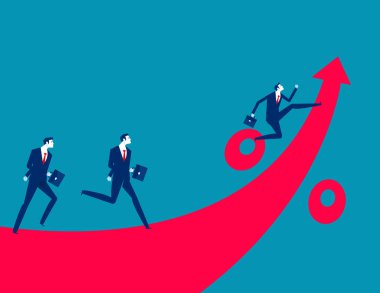 İşletme ve ortaklık yüzde işaretinin yükselen okuyla çalışıyor. İş karını takip etmek