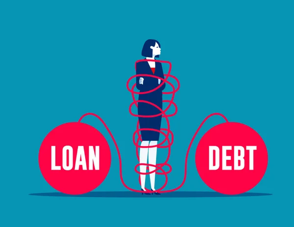 Tied Debt Loan Rope Business Debt Loan Concept — Stock Vector