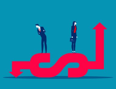 Piyasada durgunluk ve yükselme işaretleri. İş vektörü illüstrasyonu