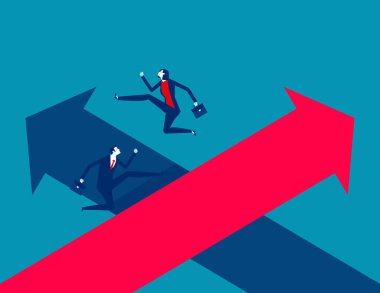 İş adamı farklı yönler seçer. İş yönü kavramı