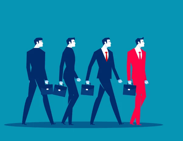 Leader Leads Employees Line Walk Forward Business Leadership Concept — Vetor de Stock