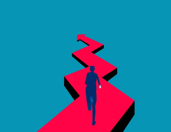 Businessman Run Upward Growth Arrow Business Career Concept — ストックベクタ