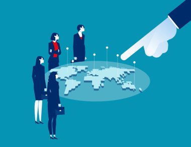 Leader point to global trade and investing. Business team discussion concept