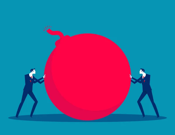 Two Business Person Push Bombs Each Other Shirking Responsibility Vector — ストックベクタ