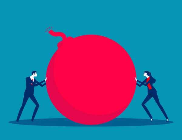 Two Business Person Push Bombs Each Other Shirking Responsibility Vector — стоковый вектор