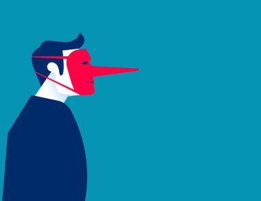 Businessmen on the mask of lies. Business falsehood and politics concept