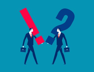 The Quesition mark and exclamation point. Business propose a problem concept