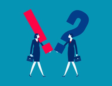 The Quesition mark and exclamation point. Business propose a problem concept