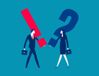 The Quesition mark and exclamation point. Business propose a problem concept