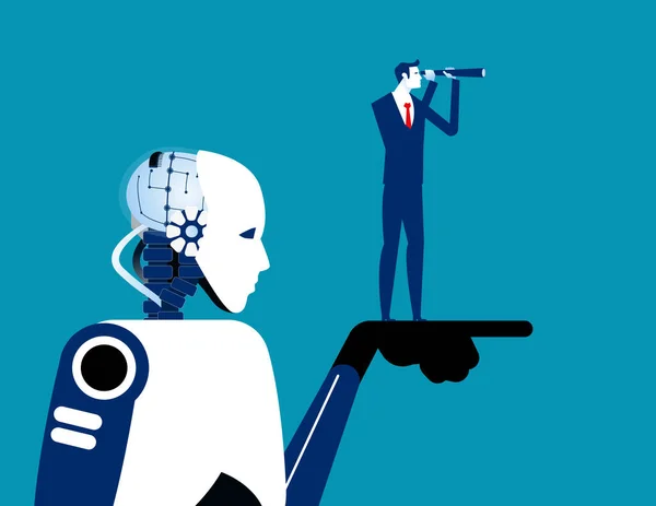 Robots Pointing Direction Investment Businessmen Business Artificial Intelligence Vector Illustration — Stock vektor