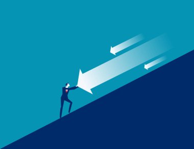 The businessman stop the arrow down. Business vector illustration concept