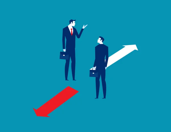 Two Business Person Discuss Direction Business Guide Vector Illustration — Stockvector