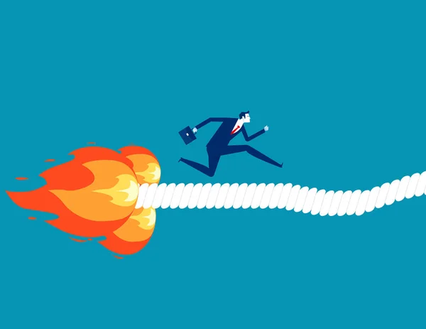 Businessman Path Burned Flames Business Escape Crisis Vector Illustration — 图库矢量图片