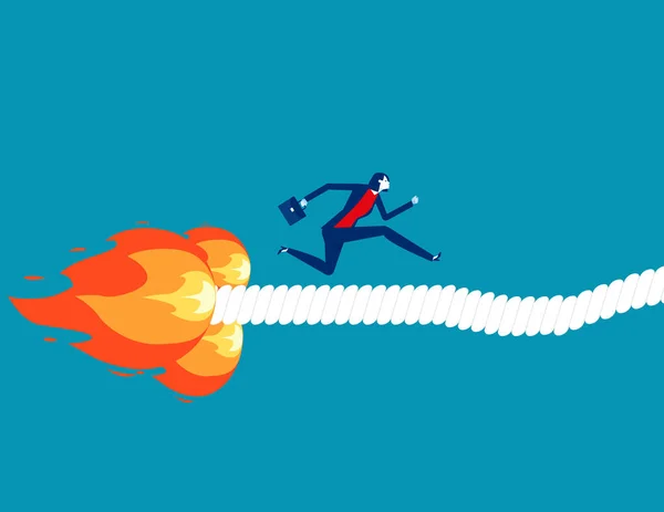 Businessman Path Burned Flames Business Escape Crisis Vector Illustration — 图库矢量图片