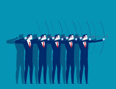 Business person skill and competition. Business shooting vector illustration