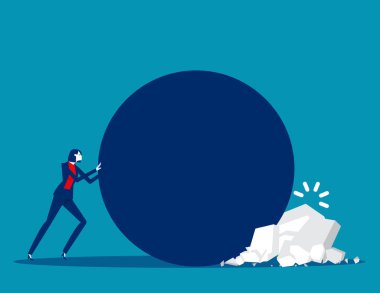 Businenss stuck in pushing forward. Business problem vector illustration