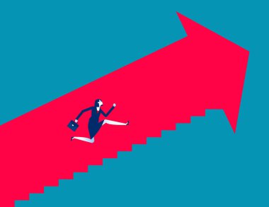 İş adamı başarı yolunda ilerler. İş başarısı vektör illüstrasyonu