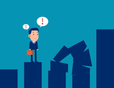 Kırık çizelgeye bakan bir iş adamı. İş krizi kavramı