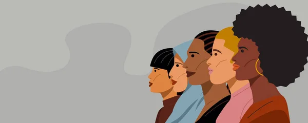 Groupe Diversifié Jeunes Femmes Vecteur — Image vectorielle