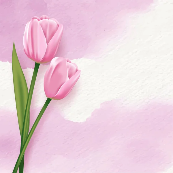 Fondo Acuarela Rosa Abstracto Con Tulipanes Vector — Vector de stock
