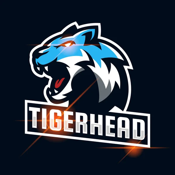 Tiger Irritado Sport Logotipo Design Modelo Ilustração — Vetor de Stock