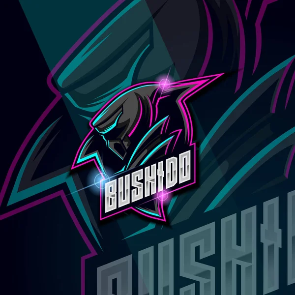 Ninja Bushido Sport Logo Design Vzor Vektorové Ilustrace — Stockový vektor