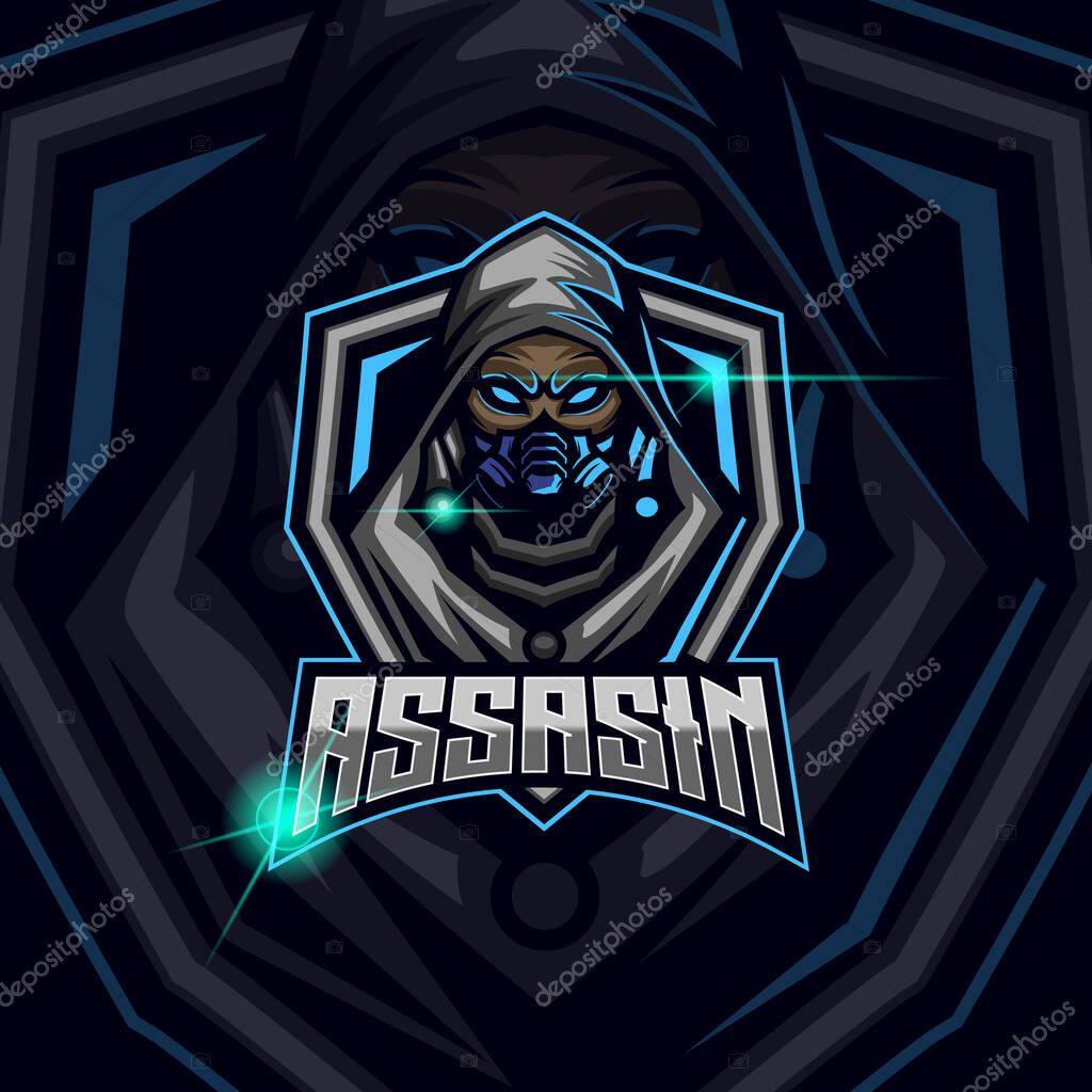 Assassin e-sport logo design vector illustration