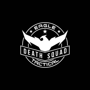 military eagle falcon logo in circle badge. logo design template for military, tactical, armory, veteran, security, team.