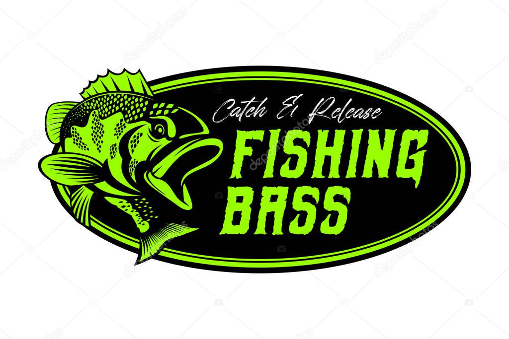 Grouper Bass fish fishing logo isolated background. modern vintage rustic logo design. great to use as your any fishing company logo and brand