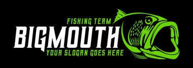 Big Mouth Grouper Bass fish fishing logo isolated background. modern vintage rustic logo design. great to use as your any fishing company logo and brand clipart