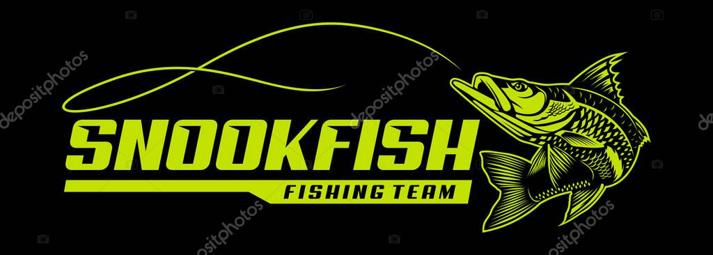 Jumping Snook fish fishing logo isolated background. modern vintage rustic logo design. great to use as your any fishing company logo and brand