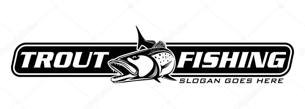Trout fish fishing logo isolated background. modern vintage rustic logo design. great to use as your any fishing company logo and brand
