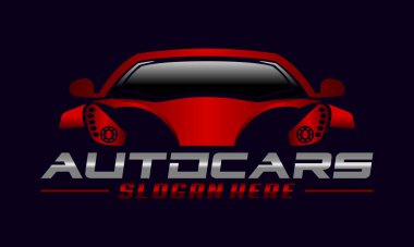 Spor Araba Modern Logo tasarım vektörü Premium Vector. Otomotiv Logo Şablonu. Parlak Araba Logosu Tasarımı. Konsept spor araç silueti ile otomobil stili logo tasarımı açık gri, koyu kırmızı, siyah.