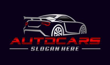 Sport Car Logo tasarım vektörü Premium Vector 'un arka görüntüsü. Otomotiv Logo Şablonu. Parlak Araba Logosu Tasarımı. Konsept spor araç silueti ile otomobil stili logo tasarımı açık gri, koyu kırmızı, siyah.