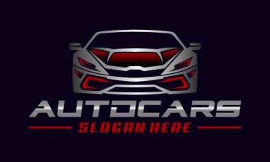 Front view tasarım vektörü Premium Vector 'dan araba logosu. Otomotiv Logo Şablonu. Parlak Araba Logosu Tasarımı. Konsept spor araç silueti ile otomobil stili logo tasarımı açık gri, koyu kırmızı, siyah.