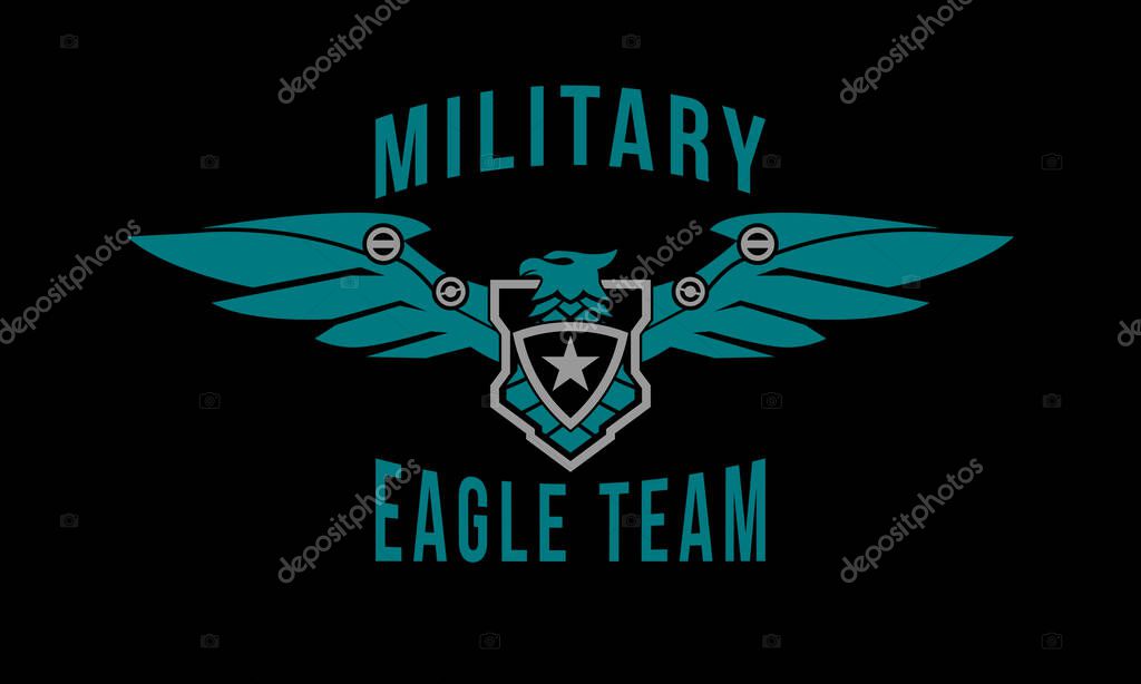 Military logo eagle design vector illustration badge template