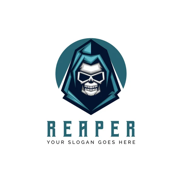 Logo Grim Reaper Skull Stile Moderno Design Del Logo Della — Vettoriale Stock