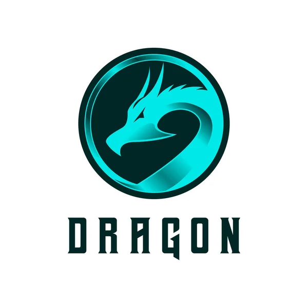 ドラゴンサークルゲームロゴデザインベクトルイラスト — ストックベクタ