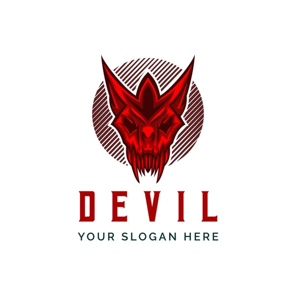 Diavolo Testa Logo Disegno Vettoriale Illustrazione Mascotte Template — Vettoriale Stock