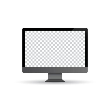 Gerçekçi bilgisayar monitörü beyaz arkaplanda izole edildi. Vektör modeli. Model biçimli aygıt.