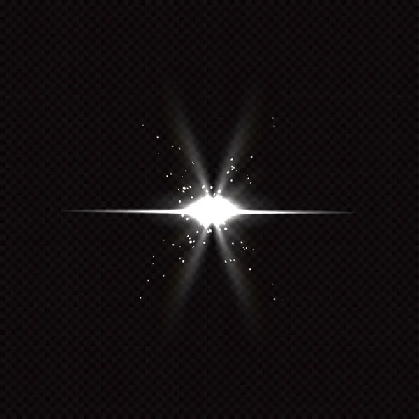 Blitzlicht Auf Schwarzem Hintergrund Vektor Glühfunkeleffekt Abstrakte Linsenentzündung Blinklichter — Stockvektor