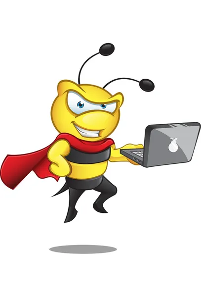 Super Bee - Ordenador portátil — Archivo Imágenes Vectoriales